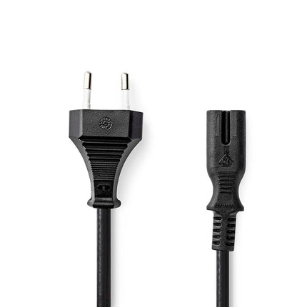 1 meter Euro voedingskabel – Euro male naar IEC C7 - zwart - koper