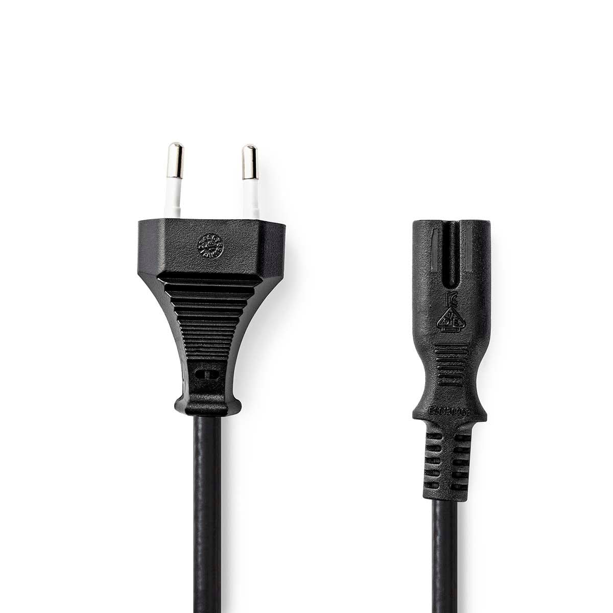 1 meter Euro voedingskabel – Euro male naar IEC C7 - zwart - koper