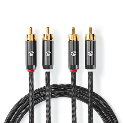 1 meter Premium RCA stereo audiokabel – zwart