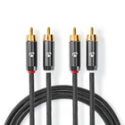 1 meter Premium RCA stereo audiokabel – zwart