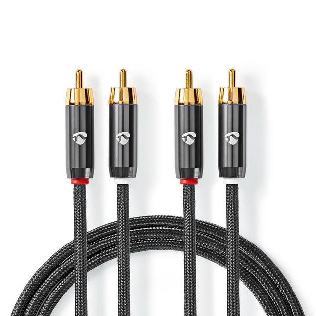 2 meter Premium RCA stereo audiokabel – zwart