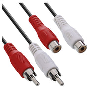 5 meter InLine RCA-verlengkabel – 2× RCA male naar 2× RCA female – zwart