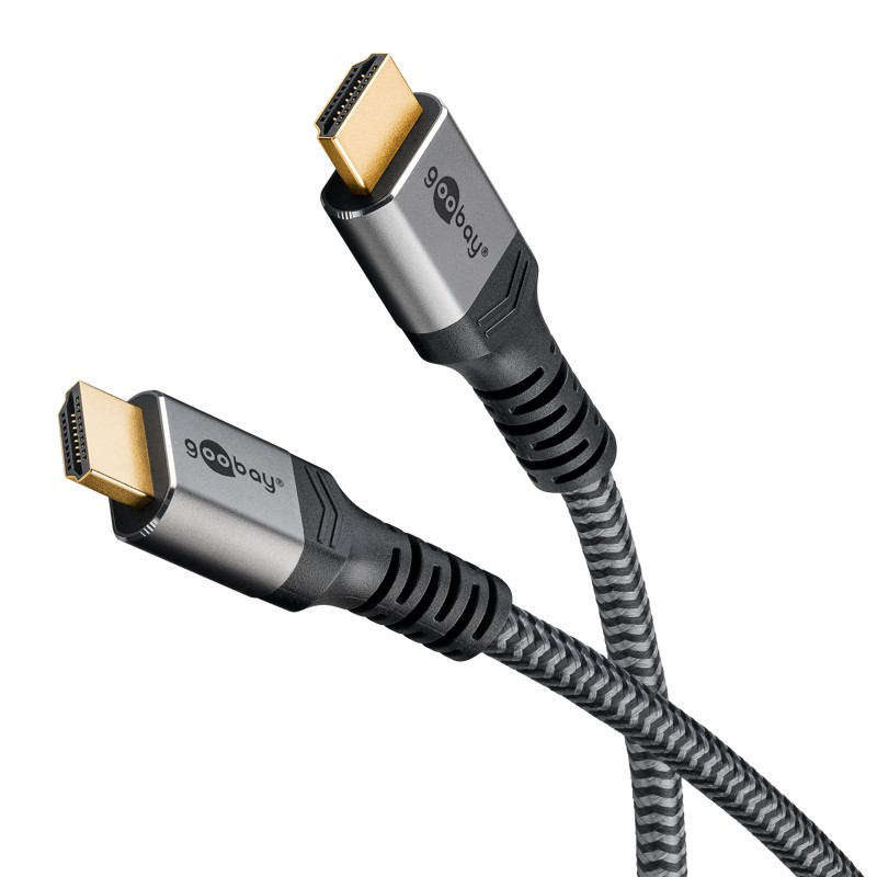 2 meter Goobay Ultra96 HDMI 2.2 Kabel – 16K 60Hz, 96 Gbit/s – Zwart/Zilver