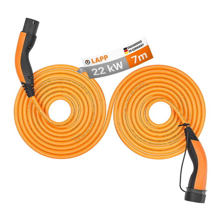 7 meter LAPP HELIX Type 2 laadkabel – 22 kW – 32 A – 3-fase – oranje