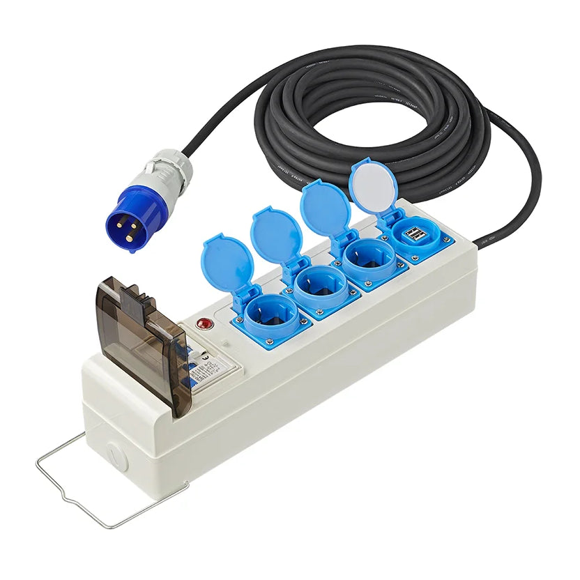 10 meter ProPlus CEE stroomverdeler – 3× Schuko + 2× USB – IP44 - Wit