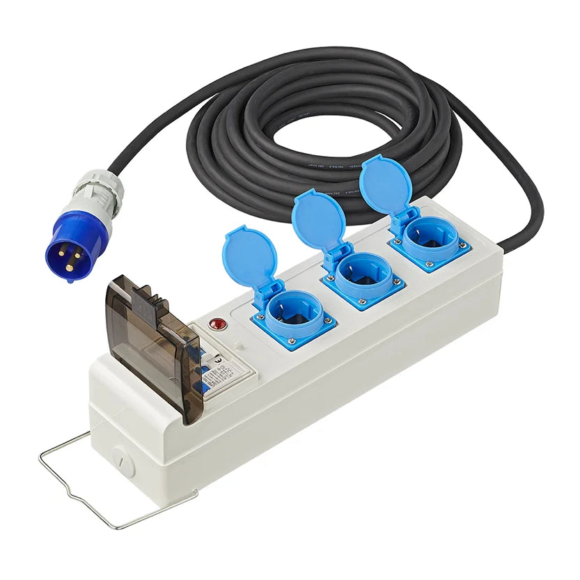 20 meter ProPlus CEE stroomverdeler – 3× Schuko – 16 A – 2,5 mm² - Wit