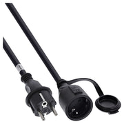 5 meter InLine verlengkabel – Schuko – IP44 – voor buitengebruik - Zwart