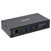 InLine industriële PoE USB-hub – 3× USB-A – USB-C – Gigabit Ethernet – 60 W - zwart