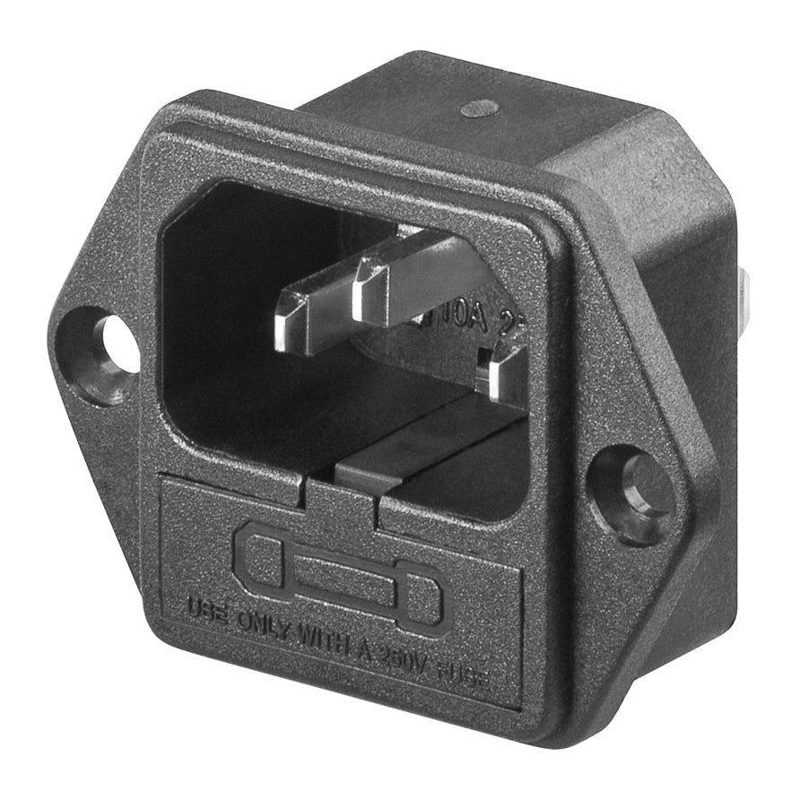 Goobay IEC C14 inbouwstekker met zekeringhouder – 10A – 250V – Zwart