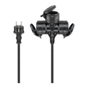 25 meter Goobay drievoudige verlengkabel – 3× Schuko – IP44 – voor buitengebruik - Zwart