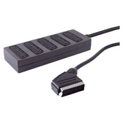 50 cm S/CONN SCART-verdeler – 1× male naar 5× female – volledig doorgeschakeld - Zwart