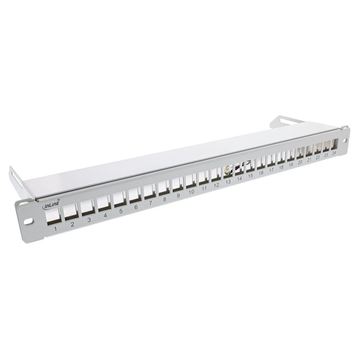 InLine uitschuifbaar leeg patchpanel 19 inch 1U – 24 poorten – Snap-In – lichtgrijs