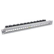InLine leeg patchpanel 19 inch 1U – 24 poorten – met kabelmanagement – lichtgrijs