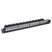 InLine leeg patchpanel 19 inch 1U – 24 poorten – met kabelmanagement – zwart