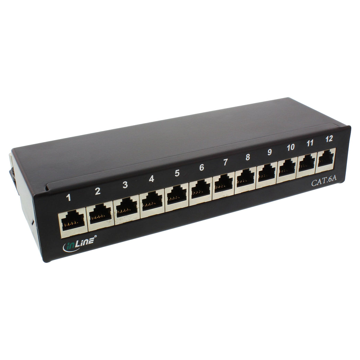 InLine Cat.6A patchpanel 12-poorts – RJ45 – LSA – met stofkap – zwart