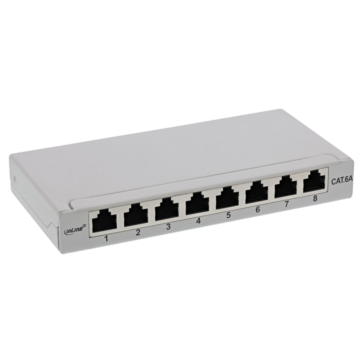 InLine Cat.6A patchpanel 8-poorts – RJ45 – LSA – 0,5U – lichtgrijs