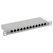 InLine Cat.6A patchpanel 12-poorts – RJ45 – LSA – 10 inch 0,5U – lichtgrijs