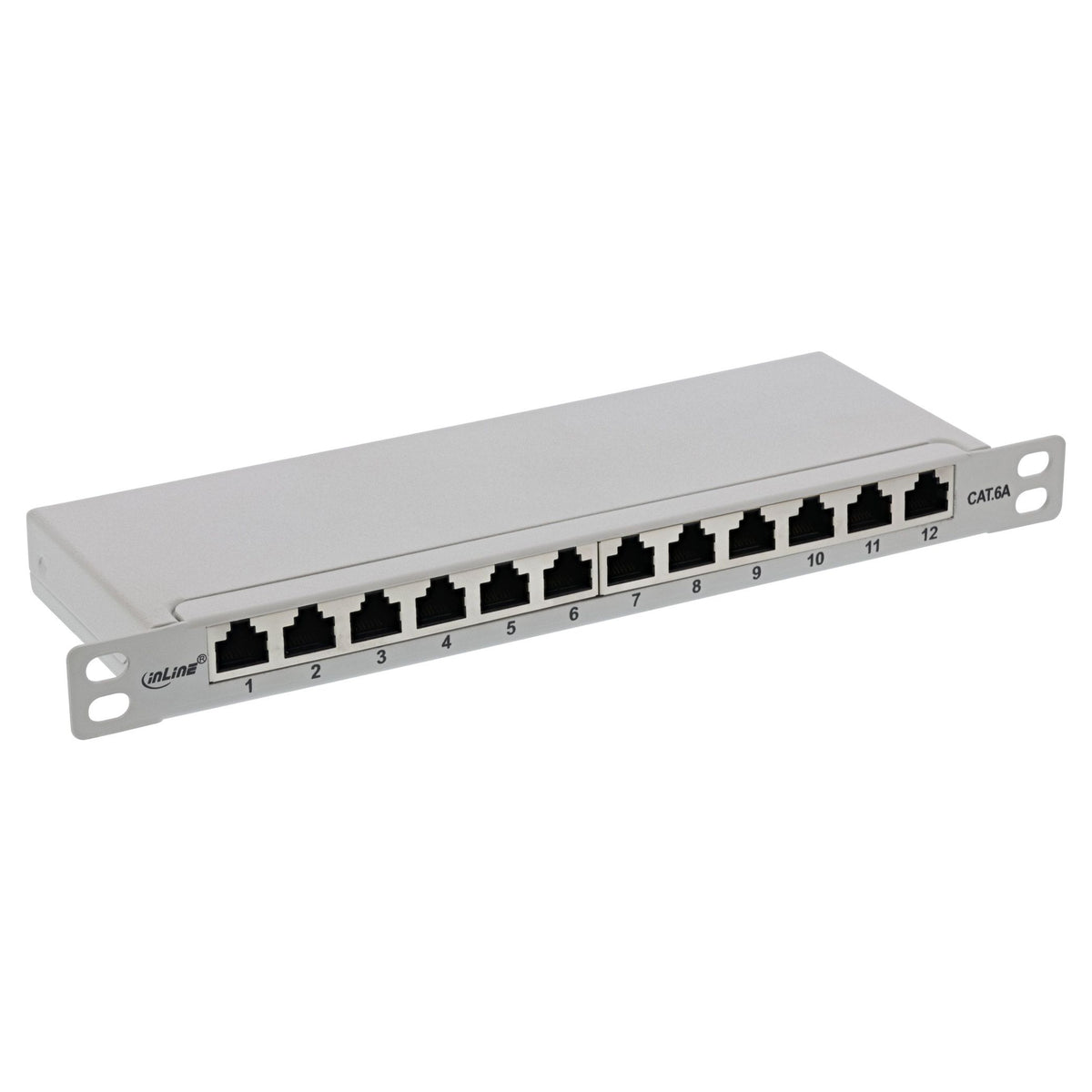 InLine Cat.6A patchpanel 12-poorts – RJ45 – LSA – 10 inch 0,5U – lichtgrijs