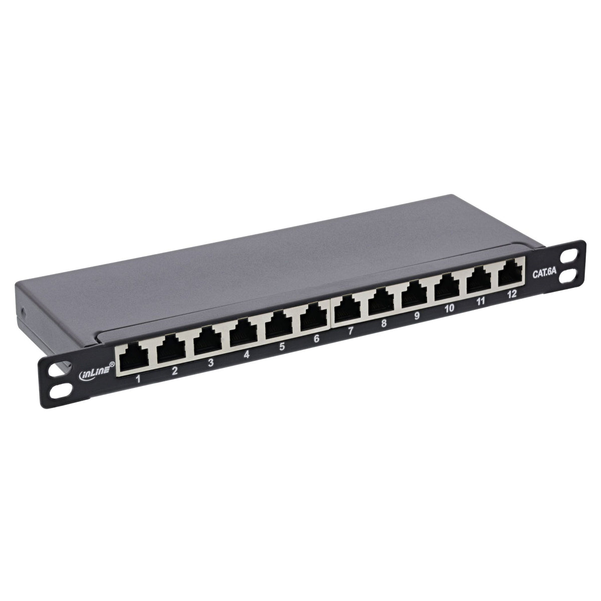 InLine Cat.6A patchpanel 12-poorts – RJ45 – LSA – 10 inch 0,5U – zwart