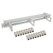 InLine Cat.6A Keystone patchpanel 16-poorts – 19 inch 1U – met 3 kabelgeleiders – grijs