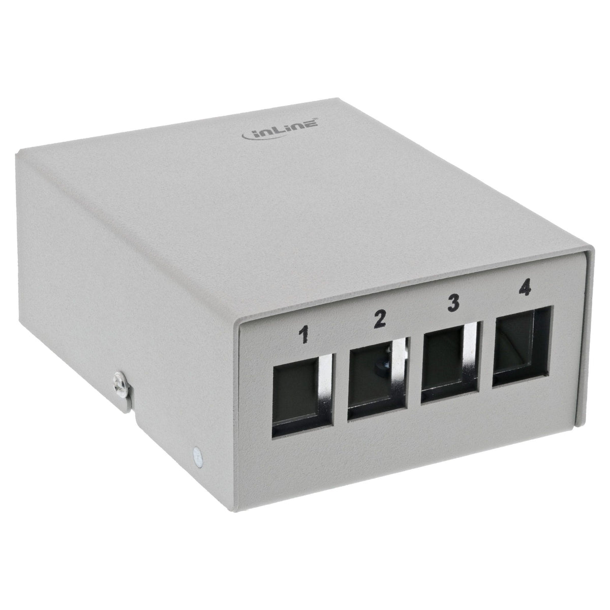 InLine Keystone opbouwdoos 4-poorts – opbouw/DIN-rail – lichtgrijs