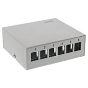 InLine Keystone opbouwdoos 6-poorts – opbouw/DIN-rail – lichtgrijs