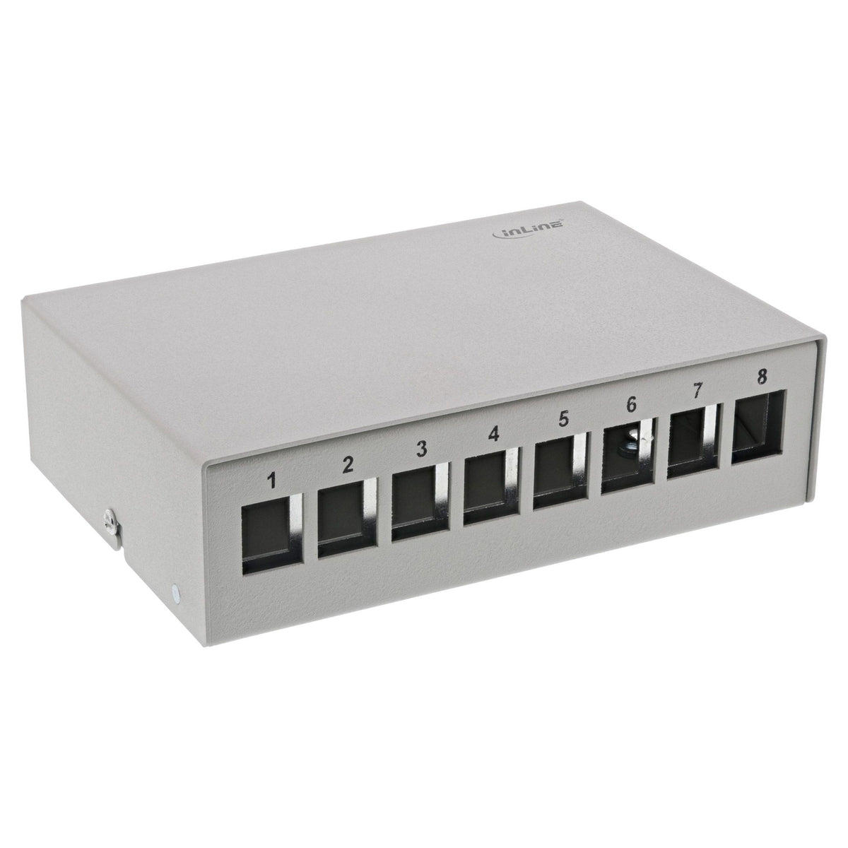 InLine Keystone opbouwdoos 8-poorts – opbouw/DIN-rail – lichtgrijs