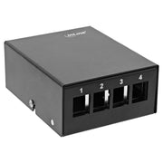InLine Keystone opbouwdoos 4-poorts – opbouw/DIN-rail – zwart