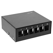 InLine Keystone opbouwdoos 6-poorts – opbouw/DIN-rail – zwart