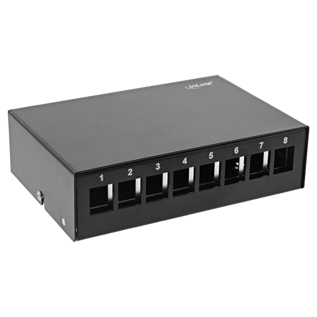 InLine Keystone opbouwdoos 8-poorts – opbouw/DIN-rail – zwart