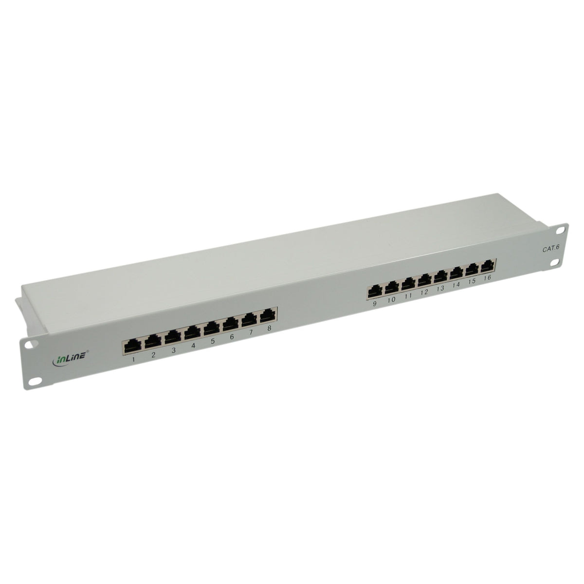 InLine Cat.6 patchpanel 16-poorts – 19 inch 1U – lichtgrijs
