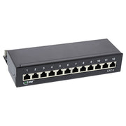 InLine Cat.6 patchpanel 12-poorts – desktop/wandmontage – zwart