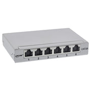InLine Cat.6A patchpanel 6-poorts – tafel-, wand- en DIN-railmontage – lichtgrijs