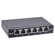 InLine Cat.6A patchpanel 6-poorts – tafel-, wand- en DIN-railmontage – zwart