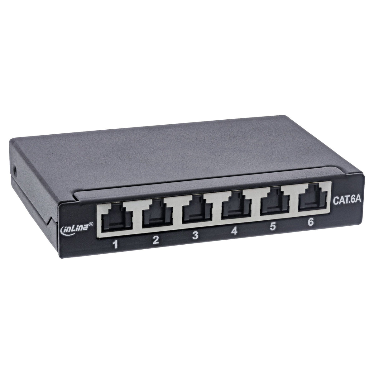 InLine Cat.6A patchpanel 6-poorts – tafel-, wand- en DIN-railmontage – zwart