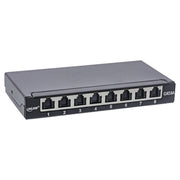 InLine Cat.6A patchpanel 8-poorts – tafel-, wand- en DIN-railmontage – zwart