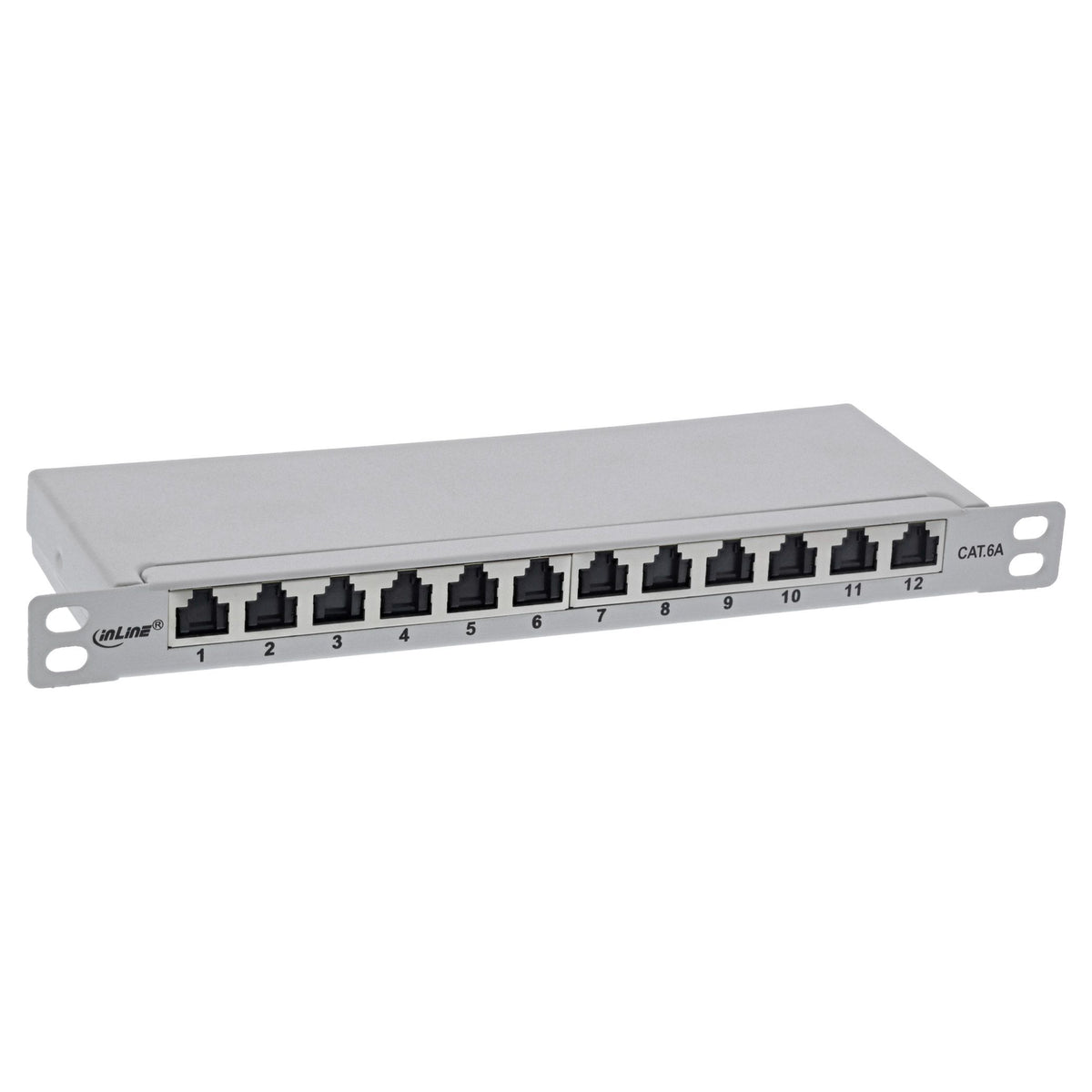 InLine Cat.6A patchpanel 12-poorts – 10 inch 0,5U – lichtgrijs