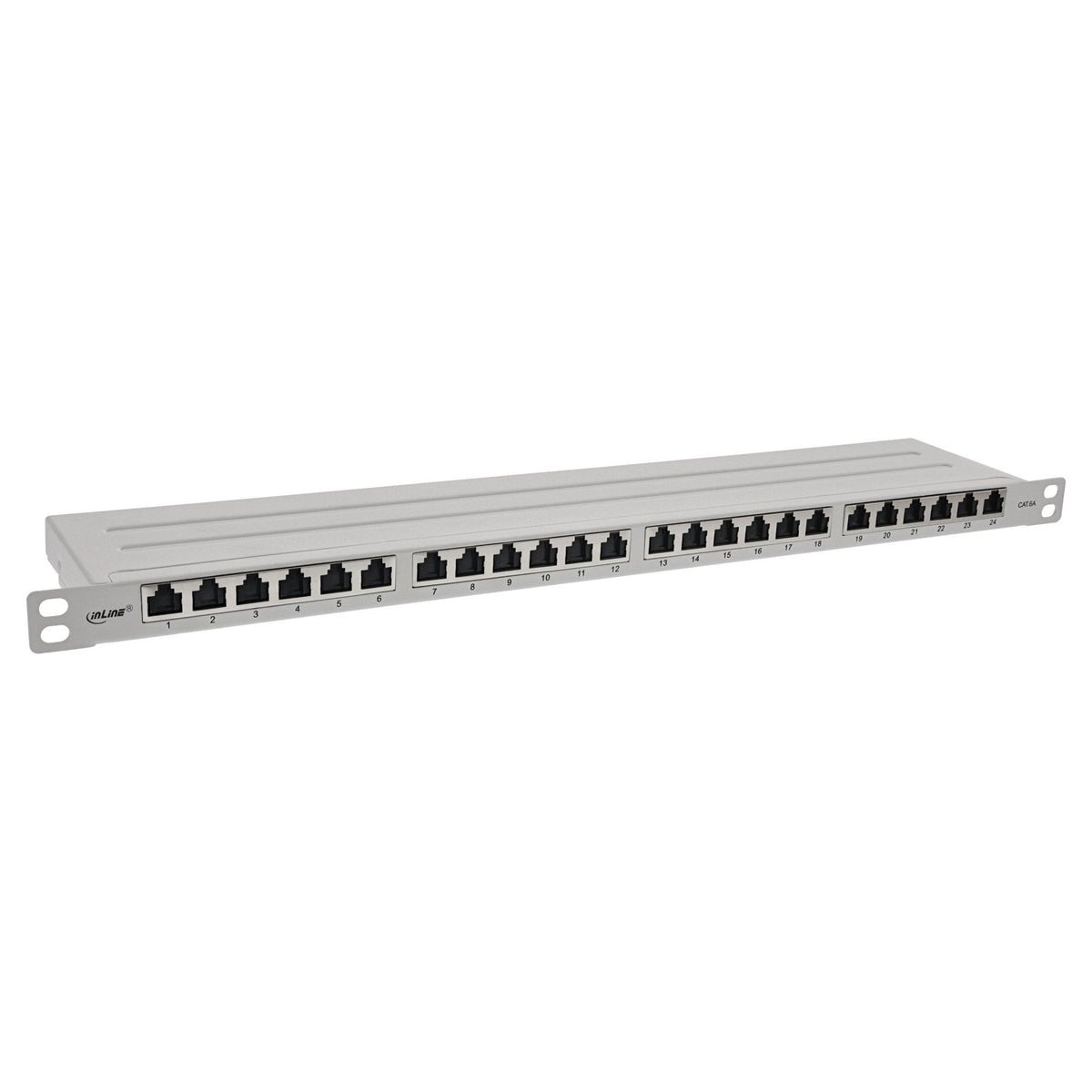 InLine Cat.6A patchpanel 24-poorts – 19 inch 0,5U – lichtgrijs