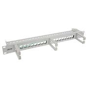 InLine Keystone patchpanel 16-poorts – 19 inch 1U – met kabelgeleiders – lichtgrijs