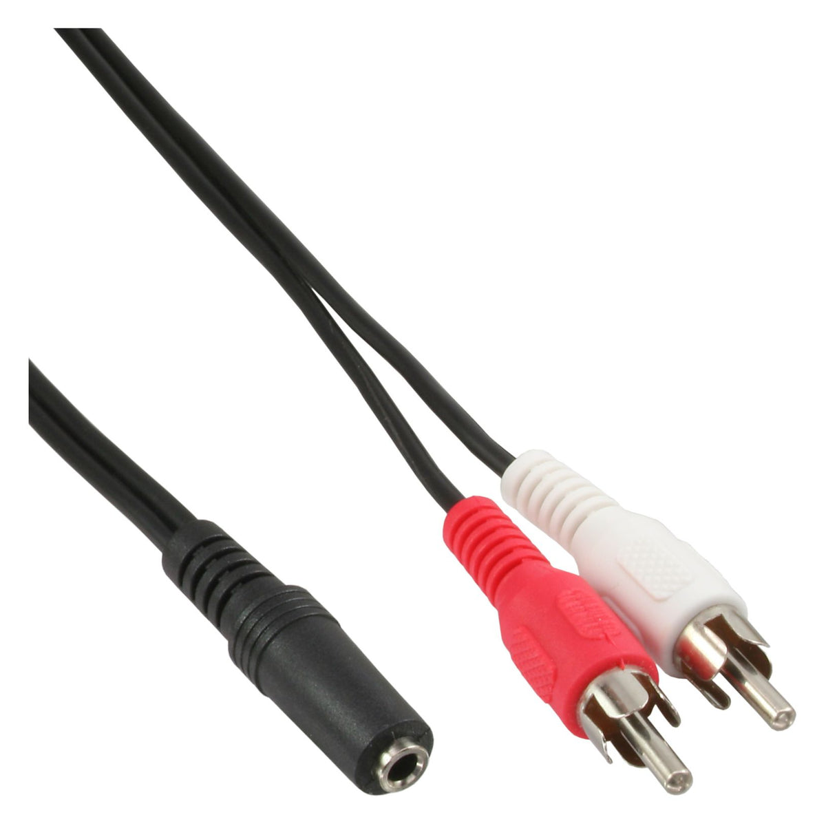 20 cm InLine audio-adapter – 2× RCA male naar 3,5 mm jack female - Zwart