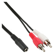 20 cm InLine audio-adapter – 2× RCA male naar 3,5 mm jack female - Zwart