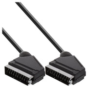 3 meter InLine SCART-kabel – SCART male naar male – volledig bedraad – zwart