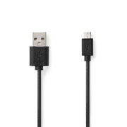 1 meter Nedis USB 2.0-kabel USB-A naar Micro-USB – zwart