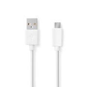 50 cm Nedis USB-A naar USB-C kabel – USB 2.0 – 15 W – wit