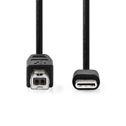 1 meter Nedis USB-C naar USB-B kabel – USB 2.0 – OTG – zwart