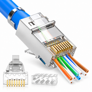 Cat 7 RJ45 pass-through stekkers 8P8C – Afgeschermd – 10 stuks