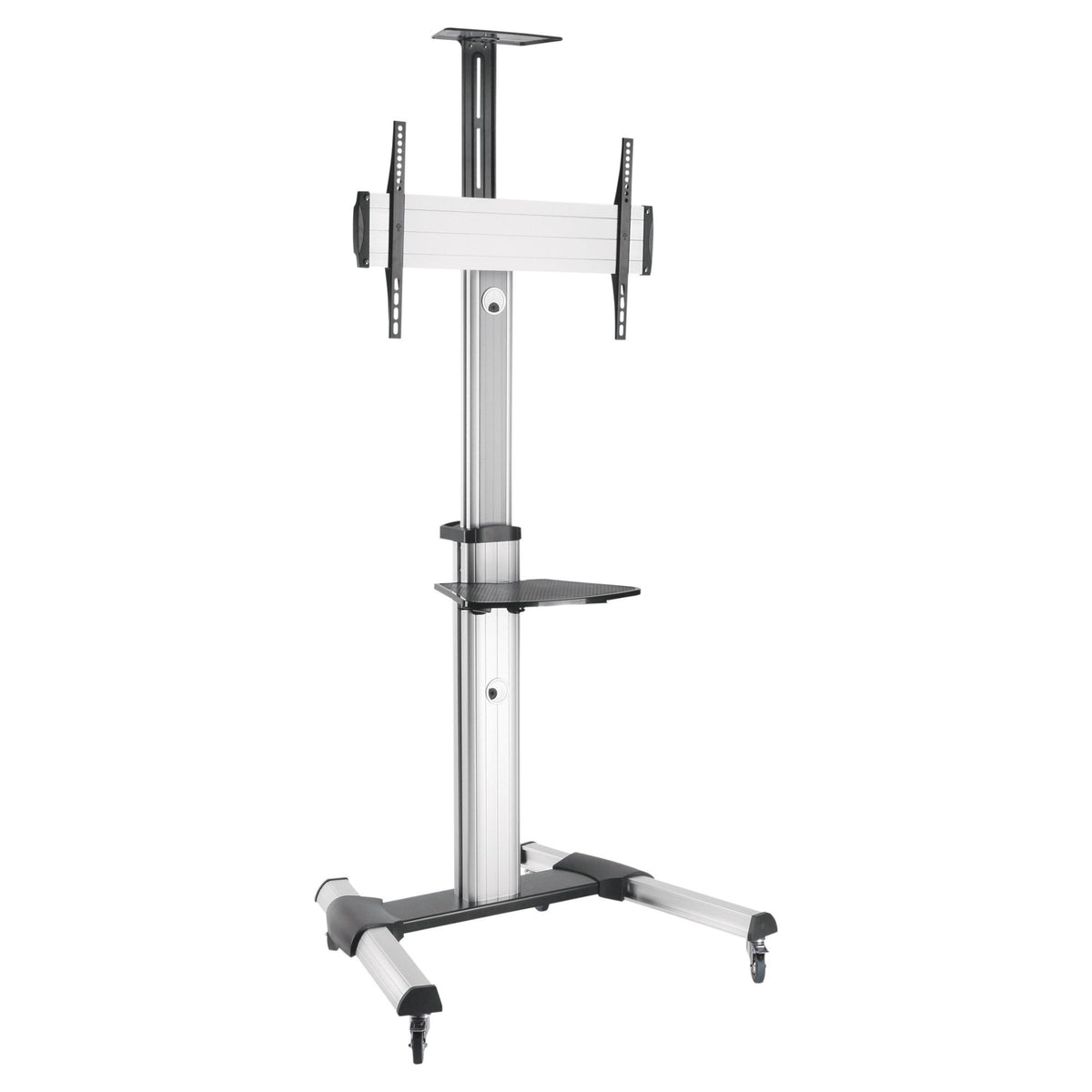 InLine verrijdbare TV vloerstandaard met plateau – 37 tot 70 inch – 50 kg – Zwart/Zilver