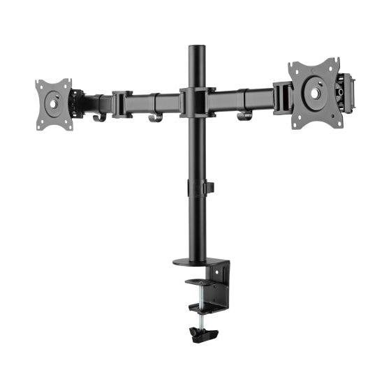 InLine dubbele monitorarm voor bureau – 13 tot 27 inch – 2 × 8 kg – Zwart