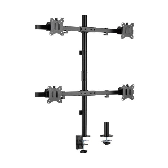InLine viervoudige monitorhouder voor bureau – 17 tot 32 inch – 4 × 9 kg – Zwart