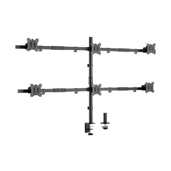 InLine verstelbare monitor bureauhouder voor 6 schermen – 17 tot 32 inch – 7 kg per monitor – Zwart